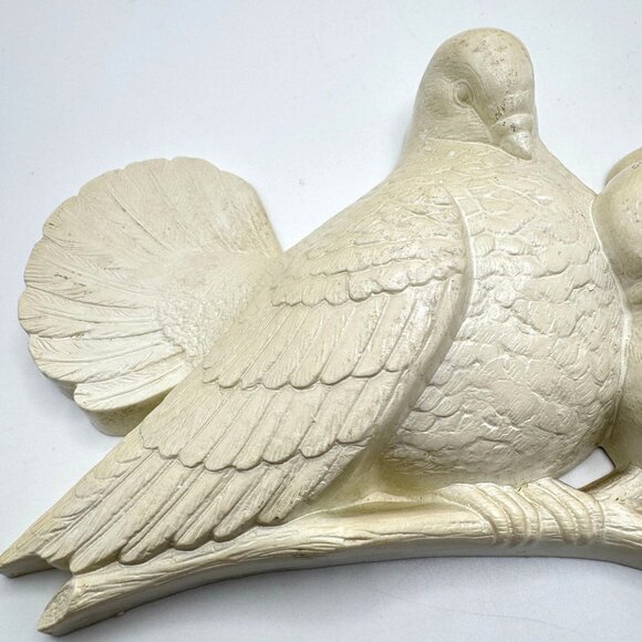 1977 Burwood Vtg 2 Pc Doves Wall Plaques Syroco Style Off-White Molded Plastic - Picture 10 of 10